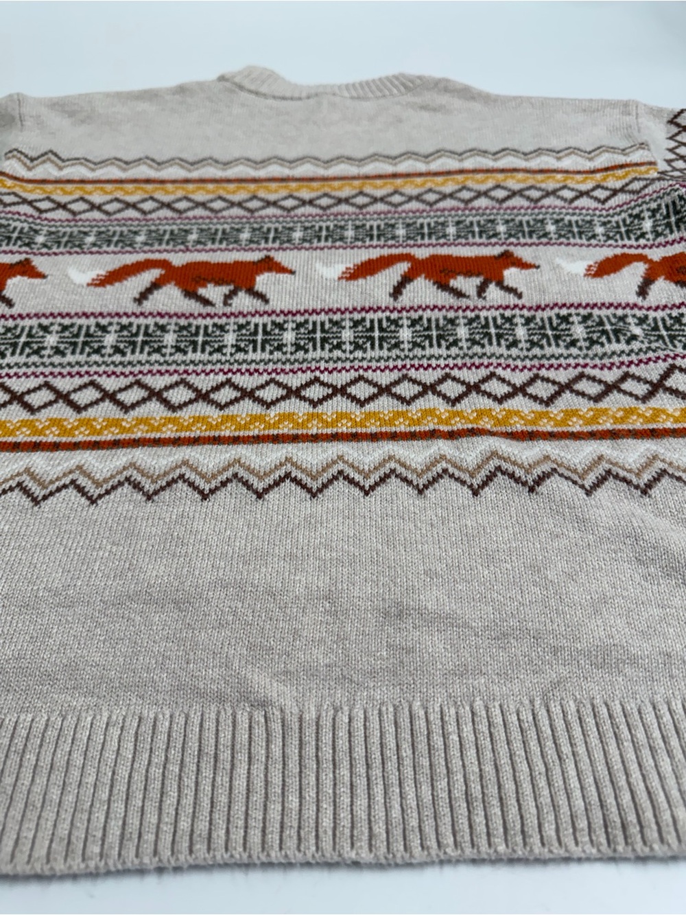 Talbots Fox Fair Isle Mock Neck Sweater Medium Button Shoulder Cottagecore Fall - Picture 6 of 10